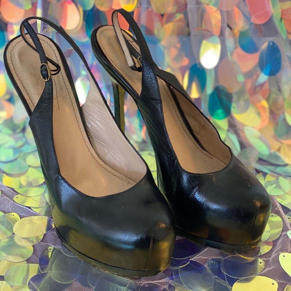 YSL black tribute heel